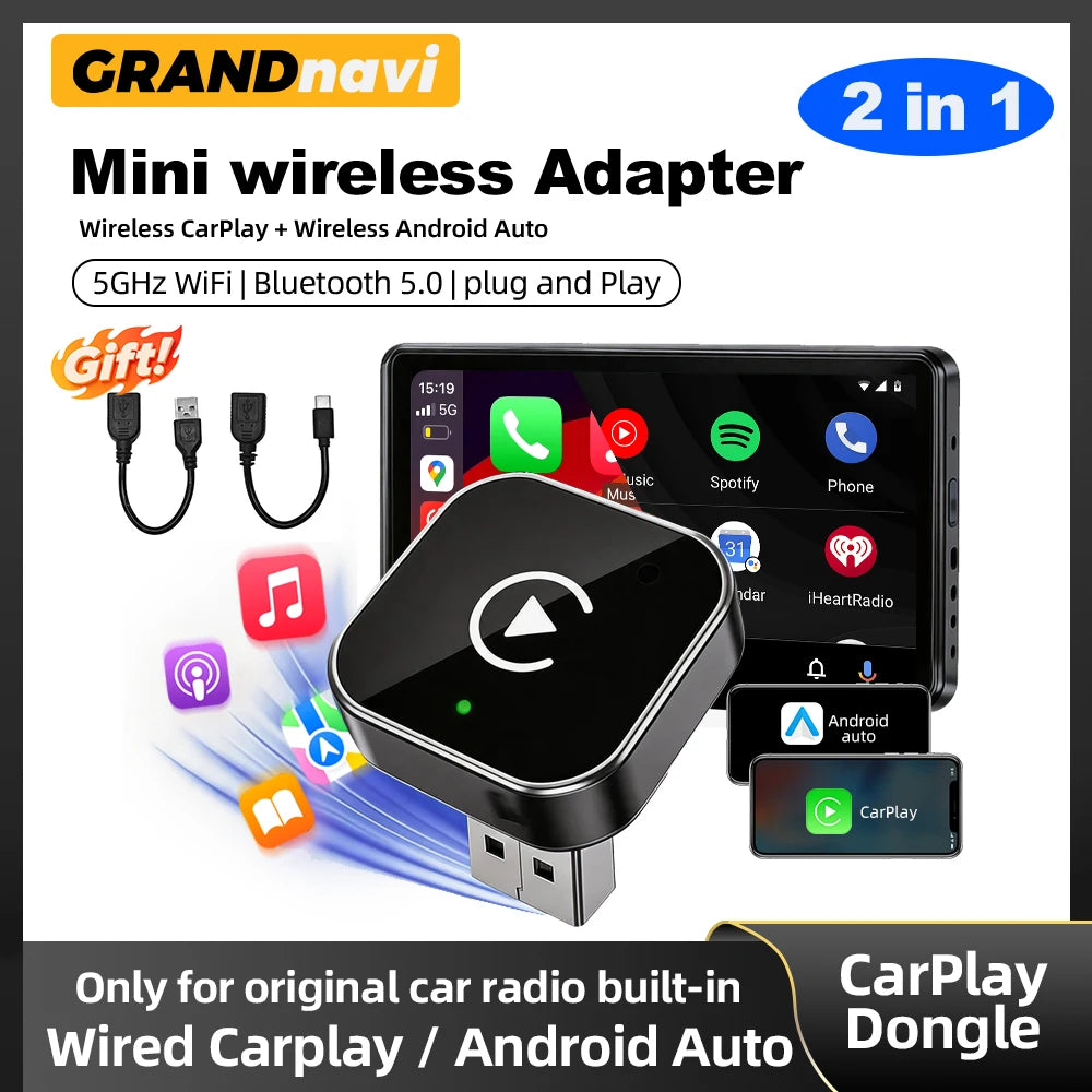2-in-1 Wireless CarPlay & Android Auto Adapter