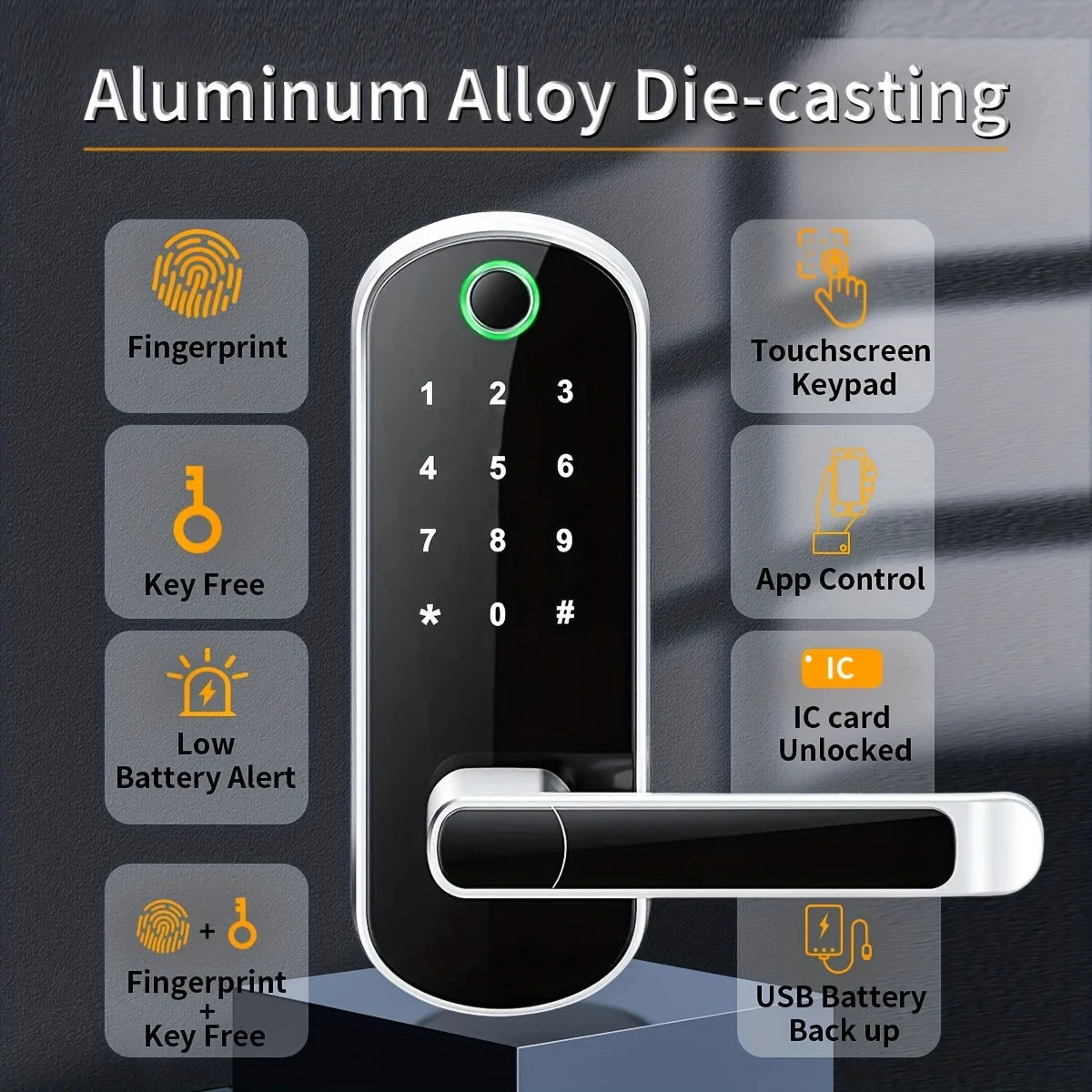 Smart Fingerprint Door Lock – Keyless Entry with App Control & Touchscreen