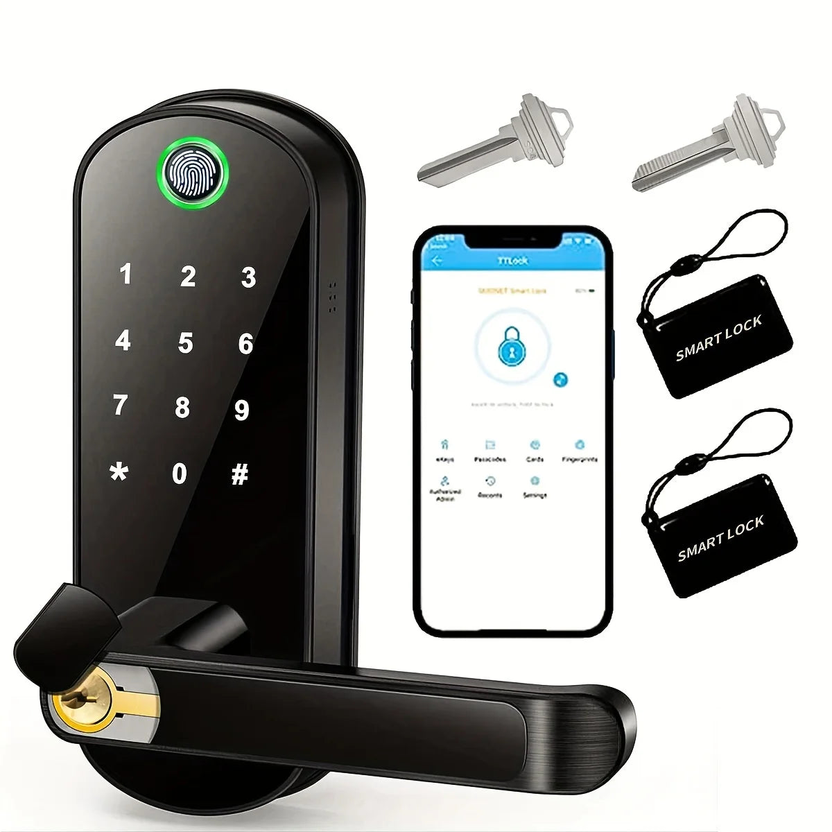 Smart Fingerprint Door Lock – Keyless Entry with App Control & Touchscreen