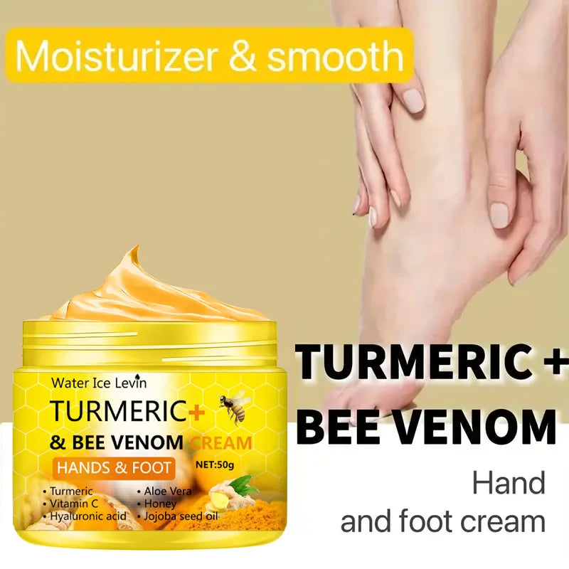 Turmeric & Bee Venom Moisturizing Hand & Foot Cream – 50g 🐝✨