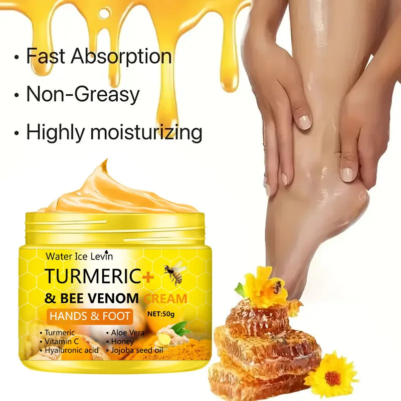 Turmeric & Bee Venom Moisturizing Hand & Foot Cream – 50g 🐝✨
