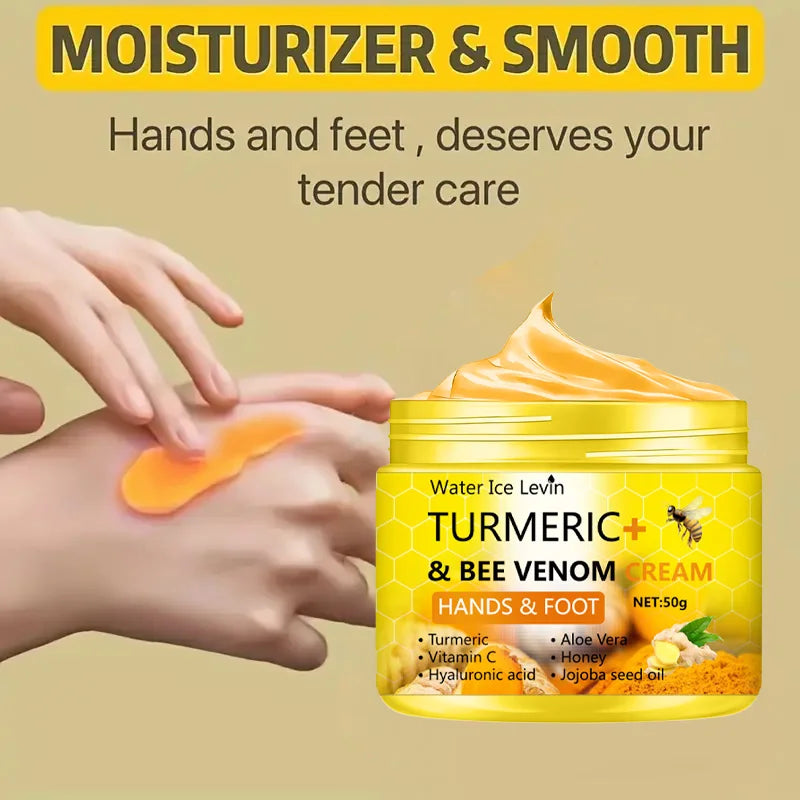 Turmeric & Bee Venom Moisturizing Hand & Foot Cream – 50g 🐝✨