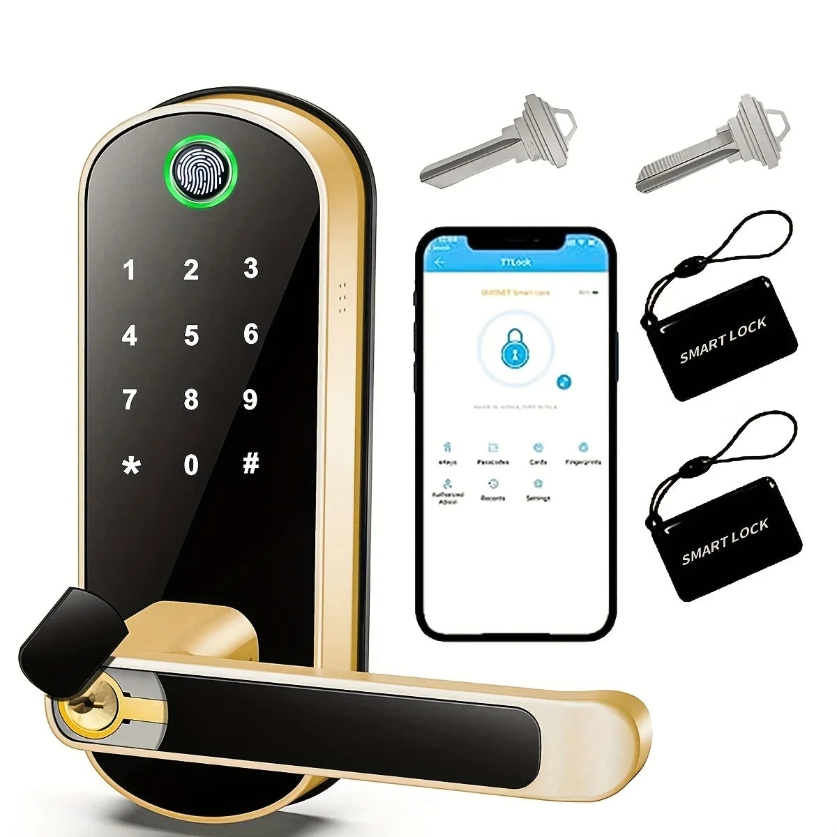 Smart Fingerprint Door Lock – Keyless Entry with App Control & Touchscreen