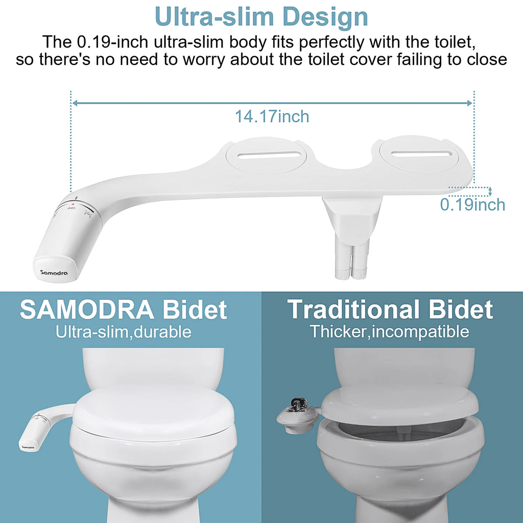 SAMODRA Ultra-Slim Bidet Attachment – Dual Nozzle & Adjustable Water Pressure 🚿